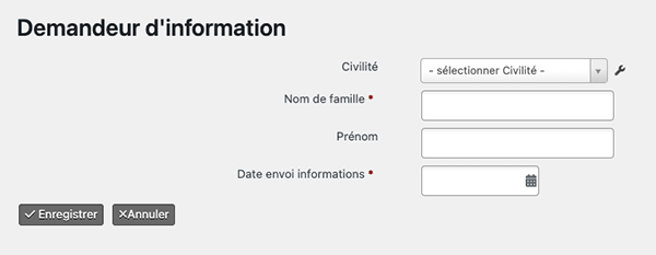 Inscription d'un demandeur d'information